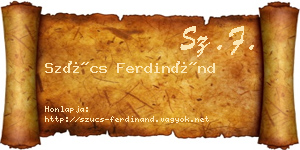 Szűcs Ferdinánd névjegykártya